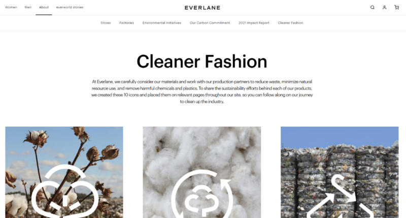 Everlane About Us page