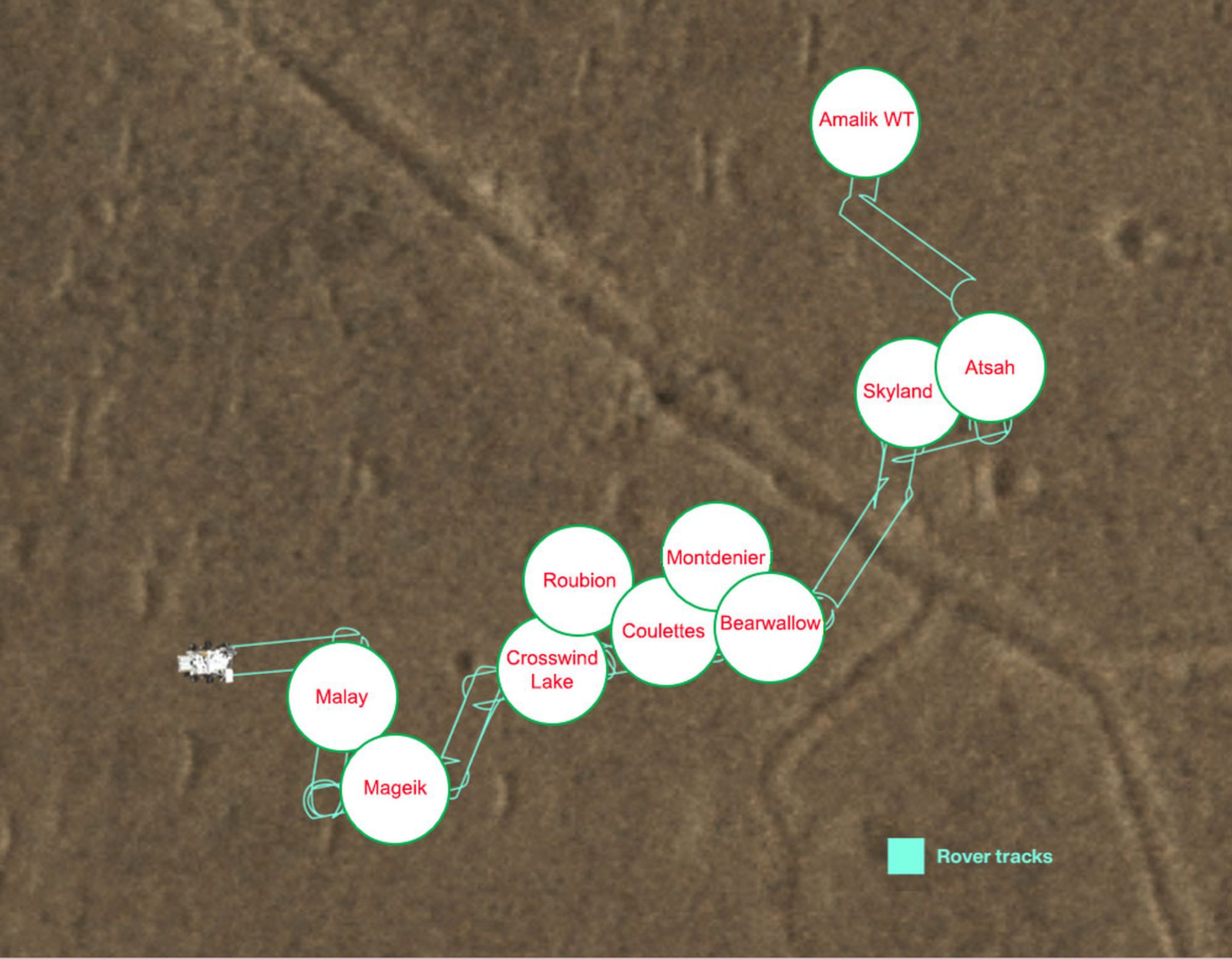 A map displaying the locations of each tube within the sample depot of the Mars sample return mission.