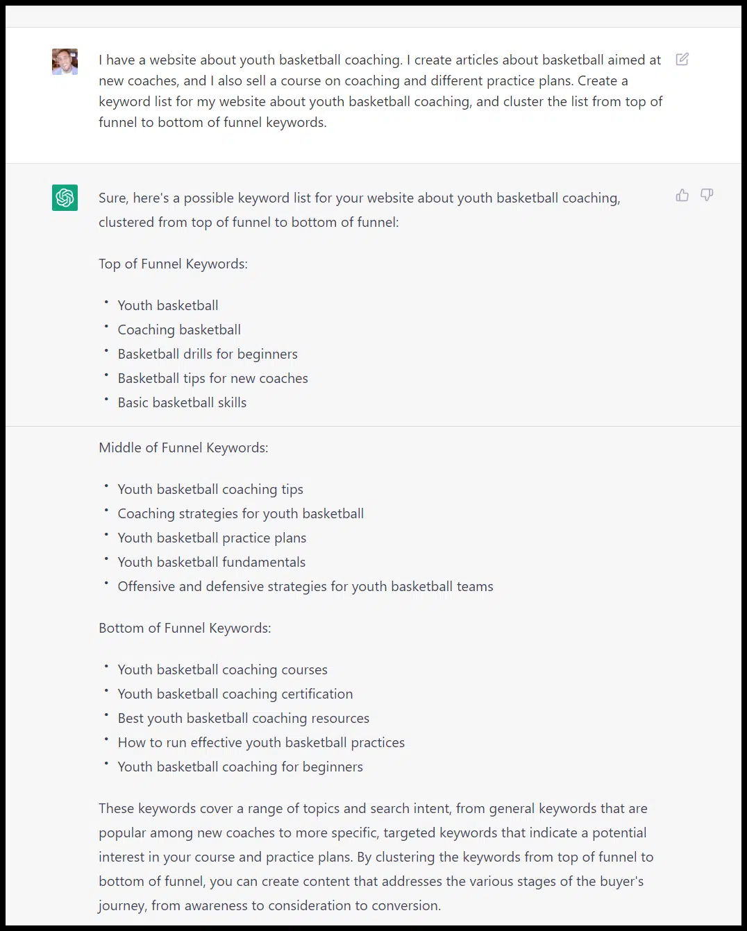 ChatGPT Keyword Clustering