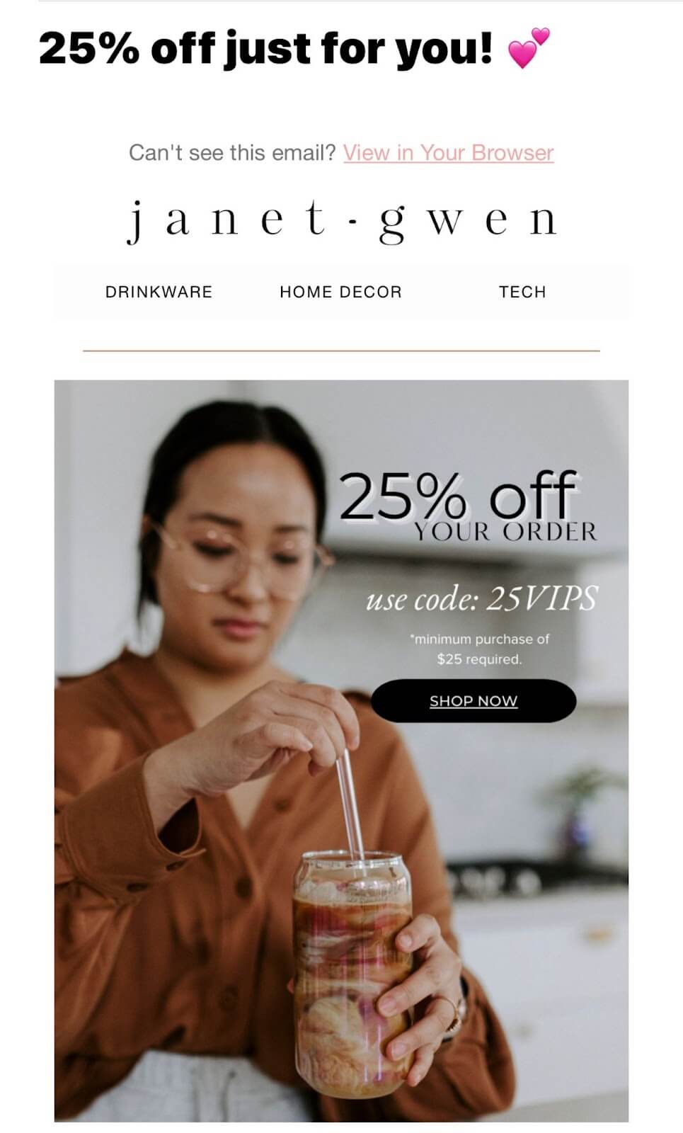 screenshot of a newsletter from Janet Gwen