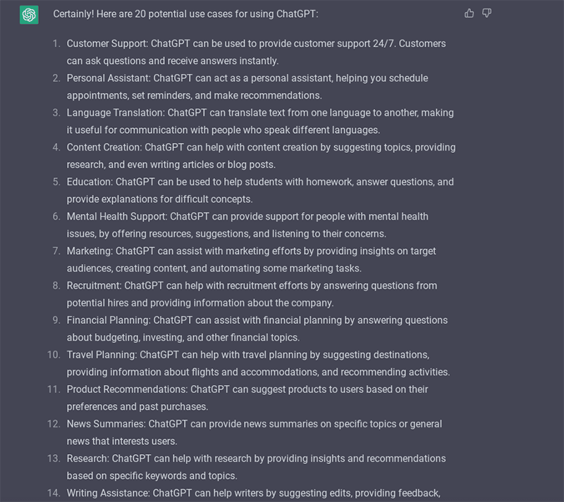 ChatGPT use cases