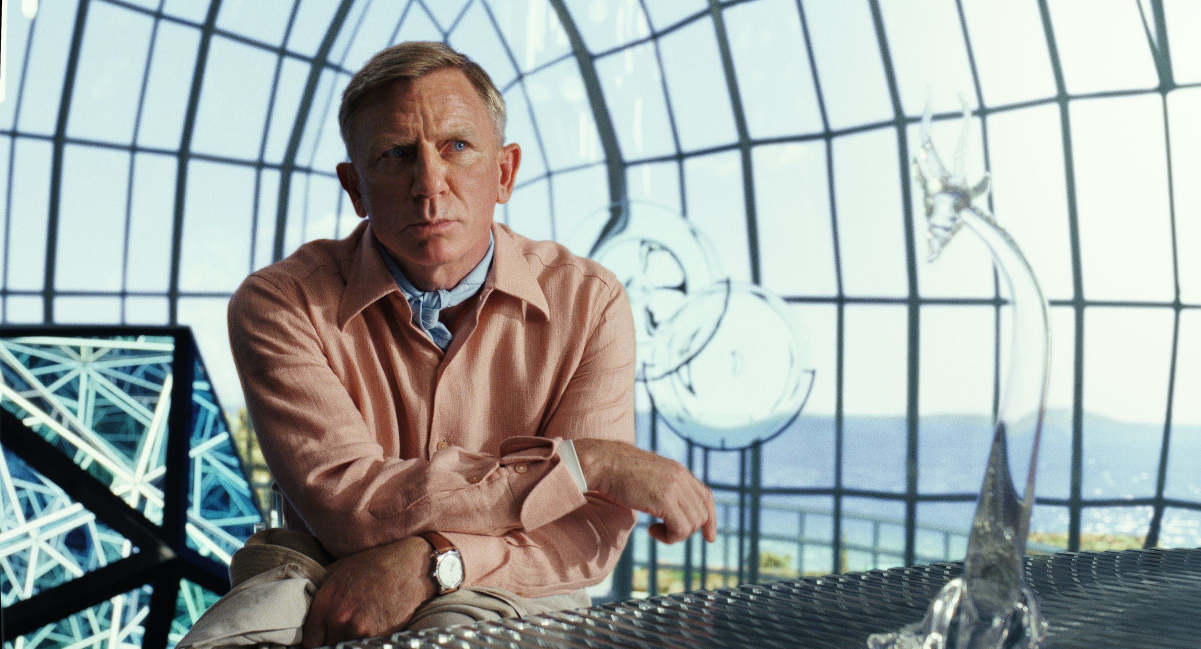 Daniel Craig returns as Benoit Blanc in Glass Onion: A Knives Out Mystery.