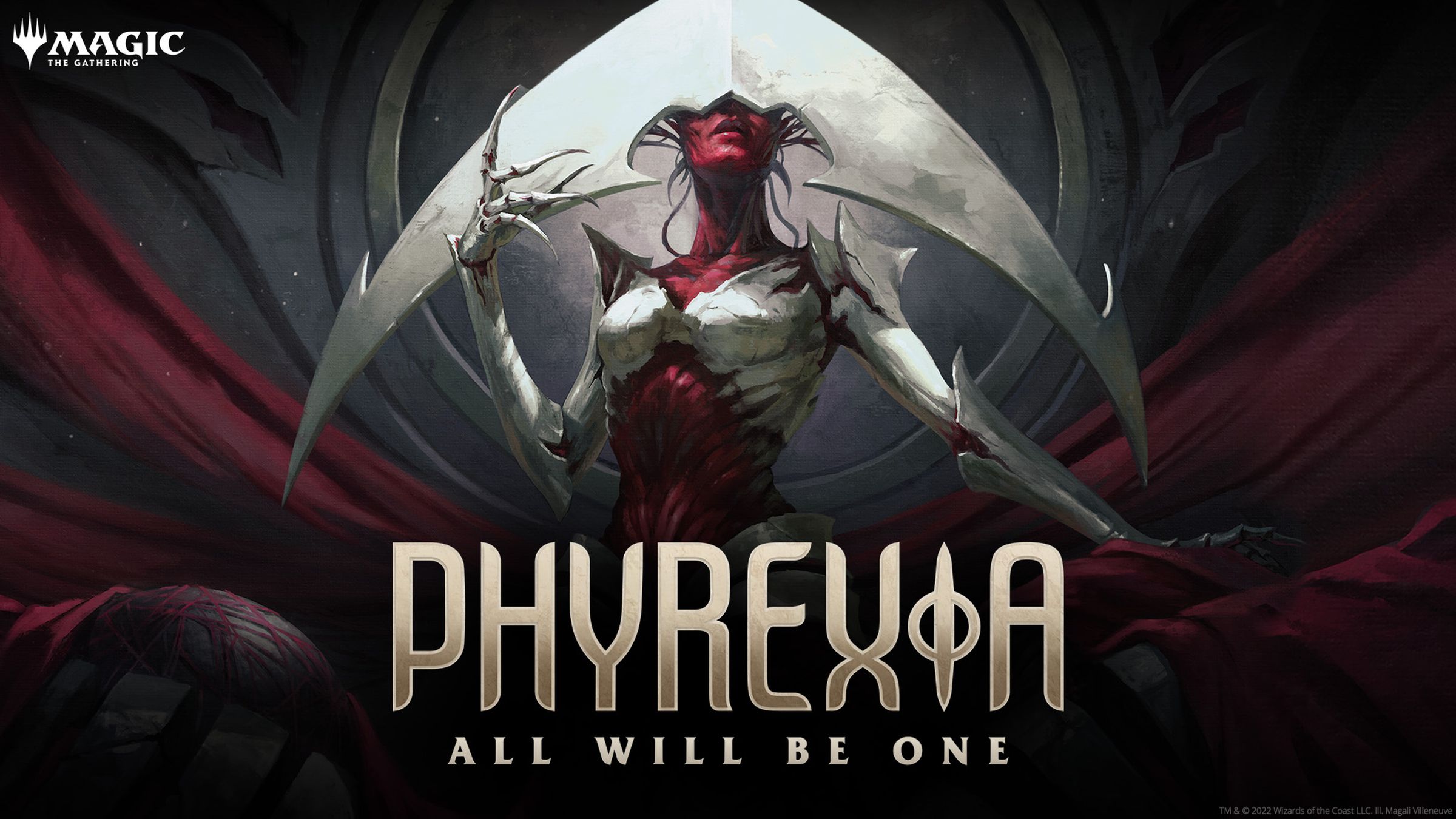 Key art from Phyrexia All Will Be One featuring the creature Elesh Norn