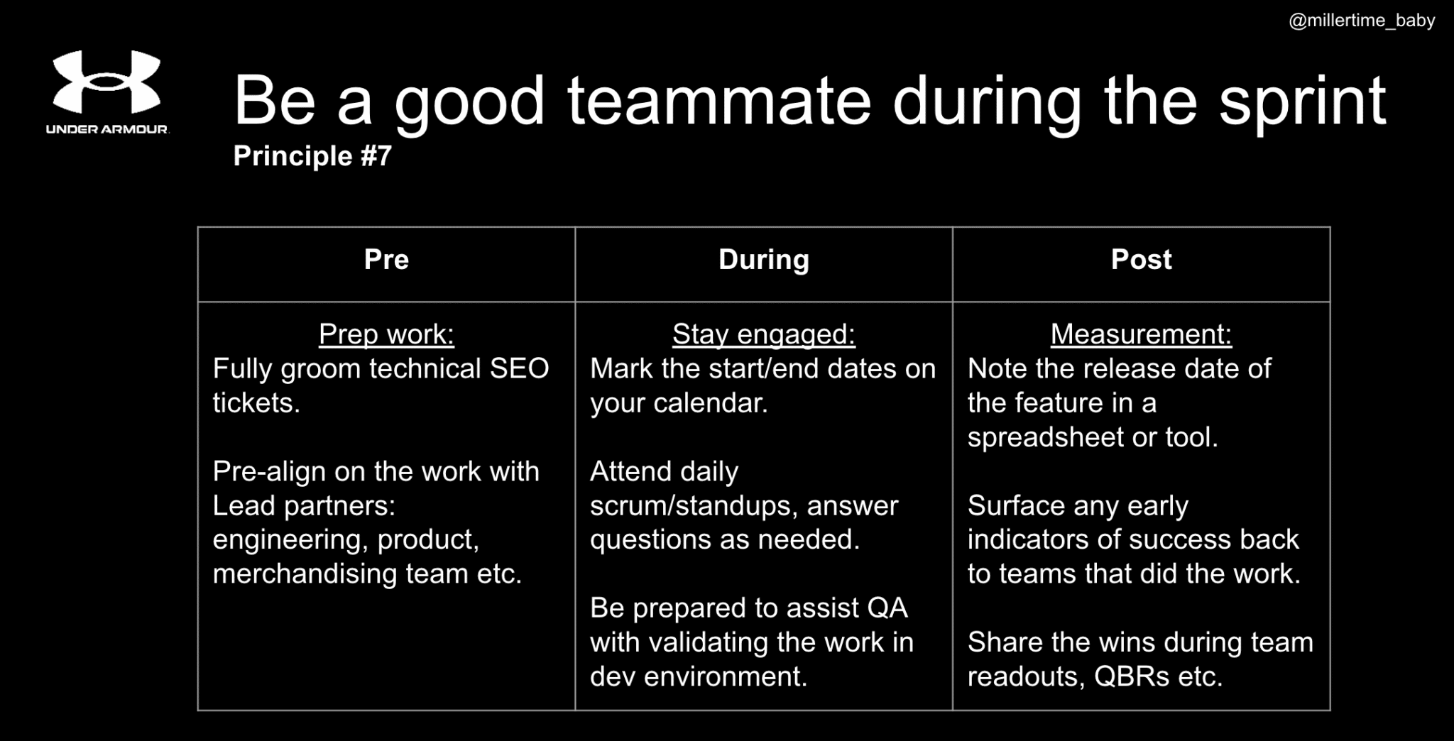 Be a good teammate