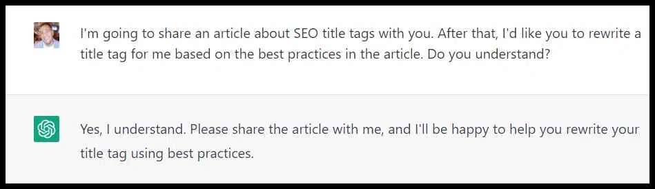 ChatGPT prompt - title tag best practices