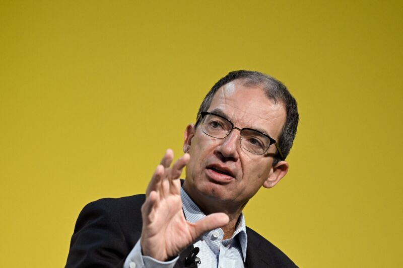 Moderna pharmaceutical and biotechnology company's CEO Stephane Bancel speaks during a session of the World Economic Forum annual meeting in Davos on January 18, 2023. 