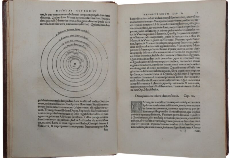 Nicolaus Copernicus revolutionized science with the publication of <em>De Revolutionibus Orbium Coelestium</em> in 1543.”><figcaption class=