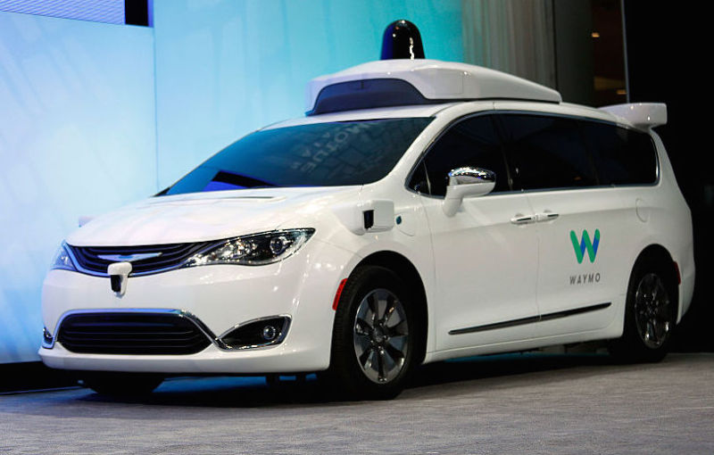 A customized Waymo minivan being shown off at the 2017 North American International Auto Show in Detroit.