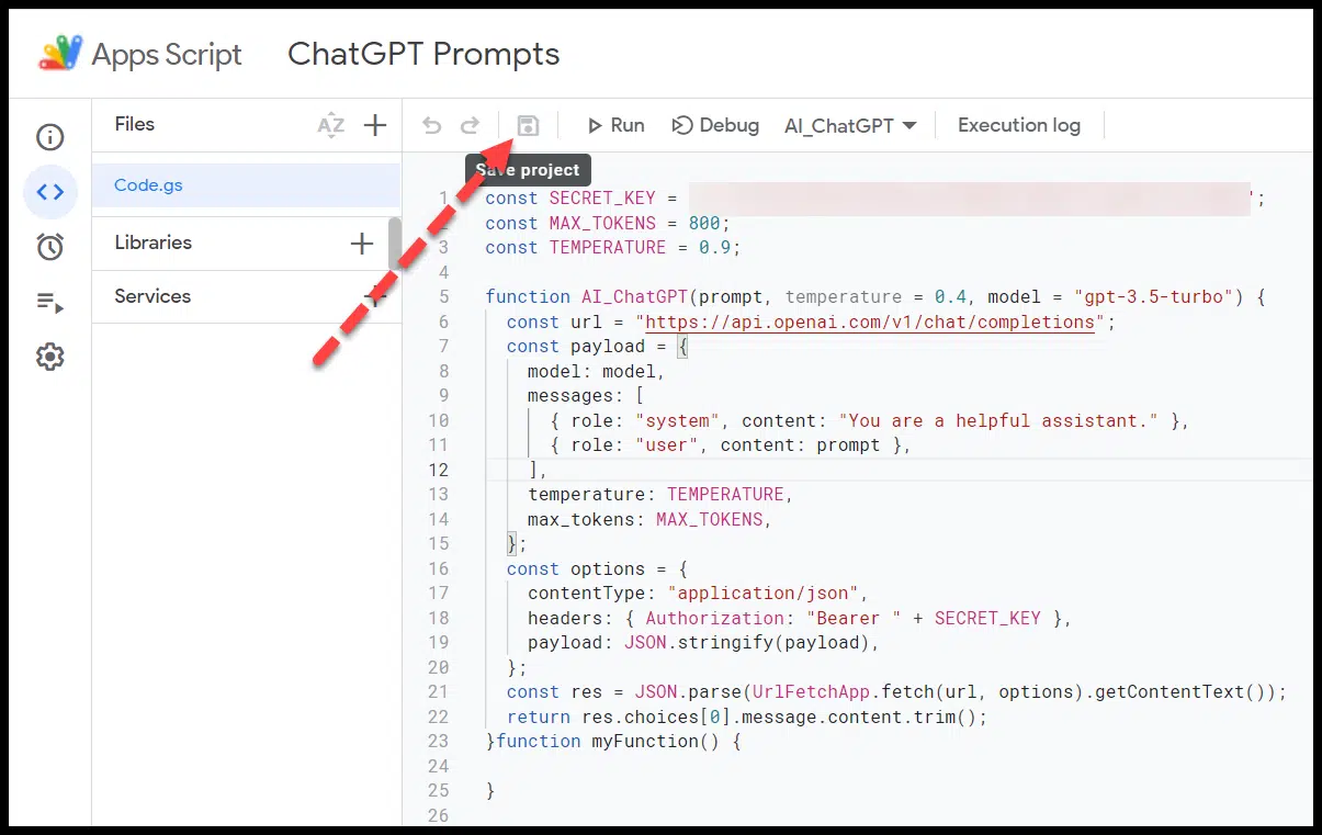 ChatGPT API - Apps Script