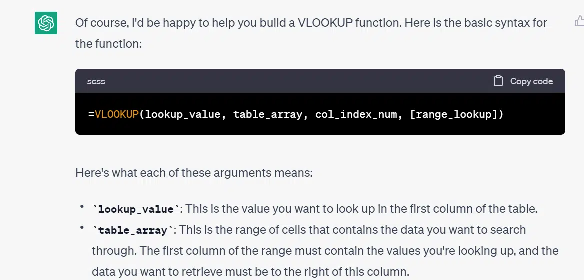 Build a VLOOKUP function