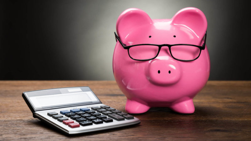 piggy bank with calculator