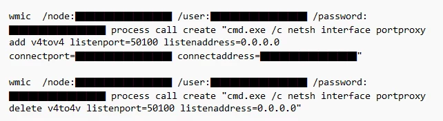 Volt Typhoon commands creating and later deleting a port proxy on a compromised system