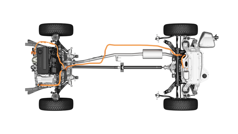 The CR-V Sport's hybrid powertrain.