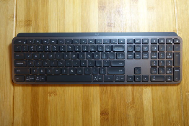 The Logitech MX Keys. This is the Mac version, but a Windows version is also available.