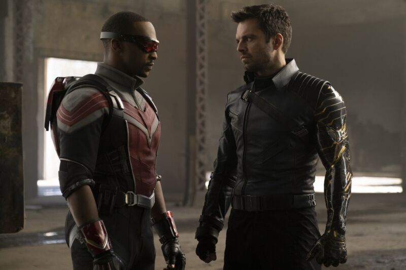 Falcon/Sam Wilson (Anthony Mackie) and Winter Soldier/Bucky Barnes (Sebastian Stan) in Marvel Studios' THE FALCON AND THE WINTER SOLDIER