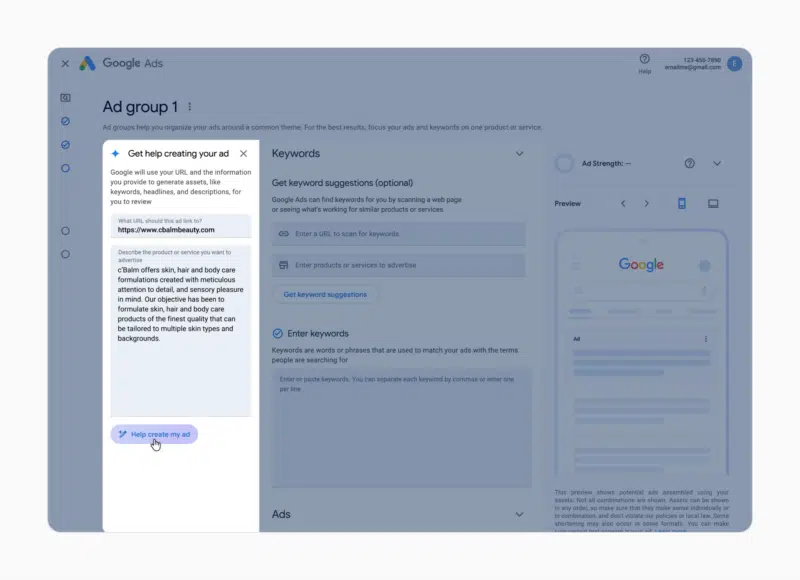 Google Ads Generative Chat Helping Create My Ad 800x580