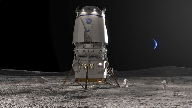 An artist's concept of Blue Origin's Blue Moon lunar lander.