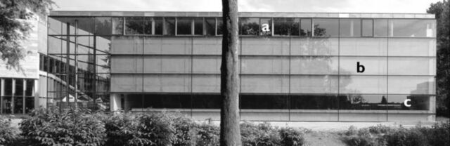 (a) Moeliker's office in new north wing of the Natural History of Rotterdam in 1997. (b) Where the duck hit the glass facade. (c) Where Moeliker observed the "homosexual necrophilia."