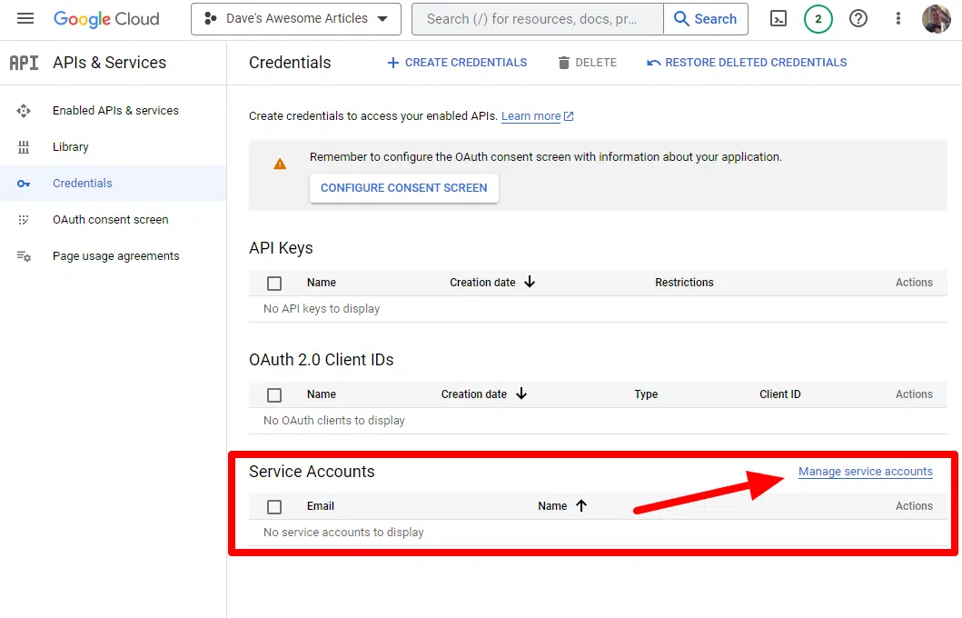 Google Cloud Knowledge Graph Search - manage service account