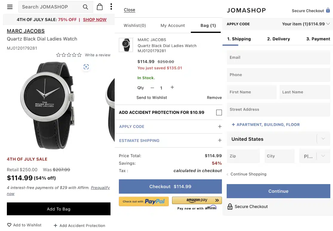 Decluttering the checkout process