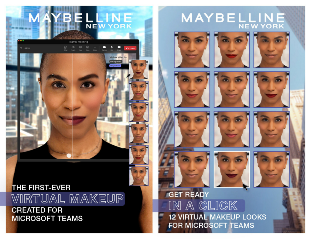 a woman trying on virtual makeup