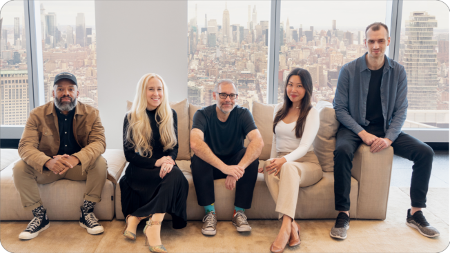 Gale group photo (L. to r.): Max Germain, vp, biddable; Linda Platt, svp, integrated direct investment and media planning; Brad Simms, president and CEO; Sophia Zhang, managing director; Brad Nunn, vp, biddable