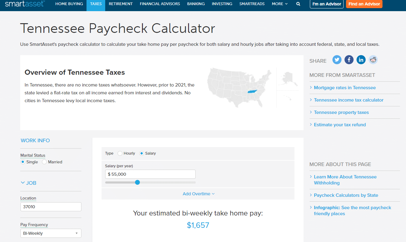 SmartAsset - Paycheck calculator