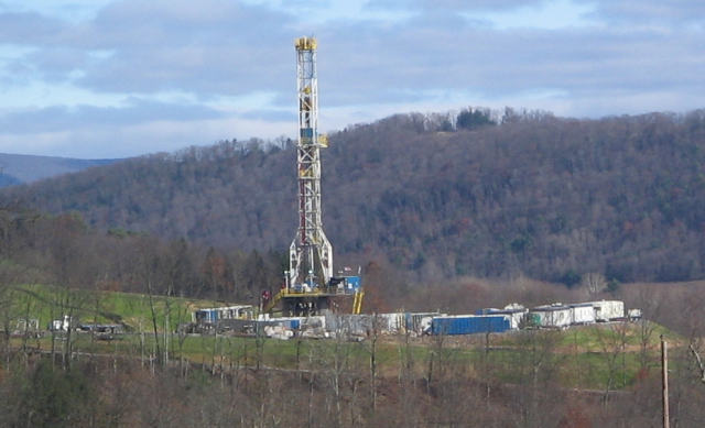 A fracking rig targets the Marcellus Shale.