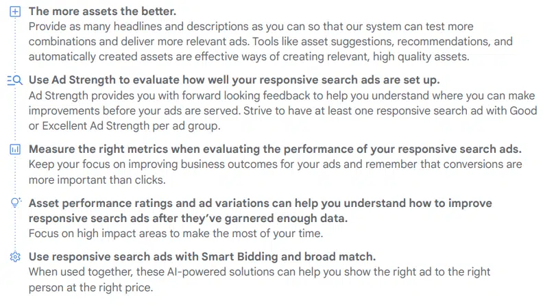 Google Rsa Takeaways