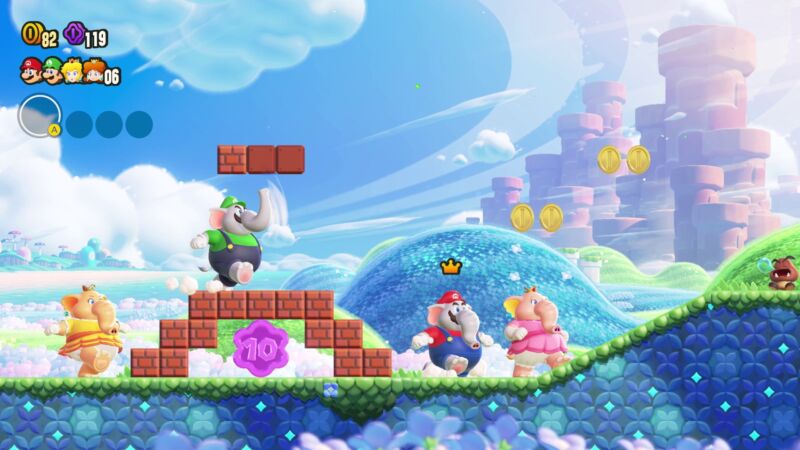 <em>Super Mario Bros. Wonder</em> looks familiar, but it does more to change the 2D Mario formula than older <em>New Super Mario Bros.</em> games.”><figcaption class=