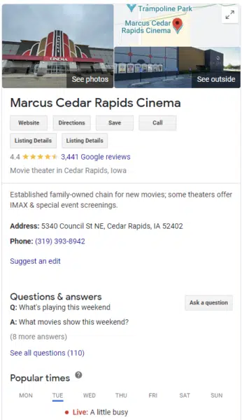 Movie Theater Knowledge Panel 346x600