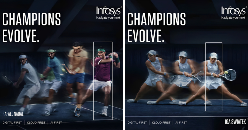 Iga ÅšwiÄ…tek and Rafael Nadal in Infosys ads