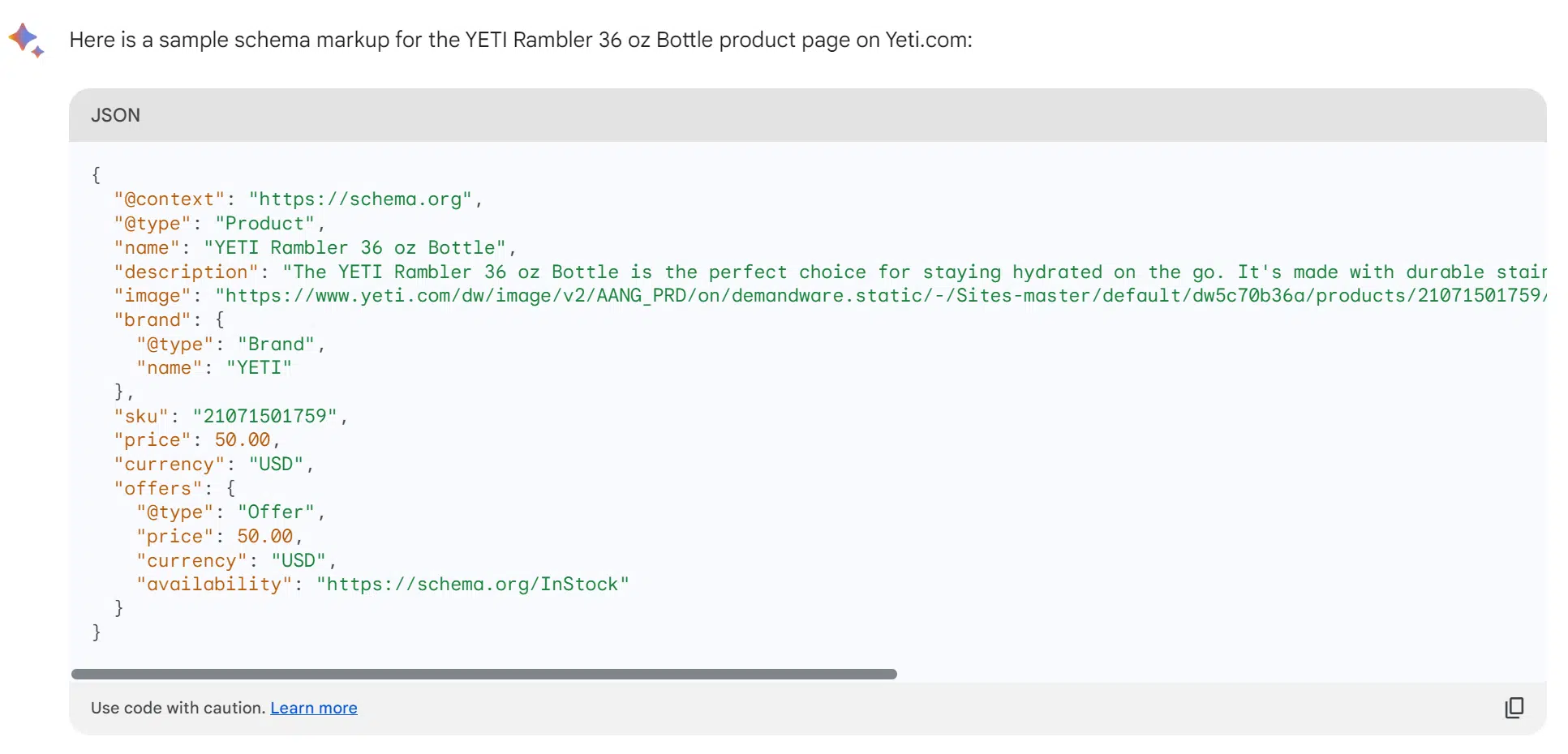 Bard schema markup