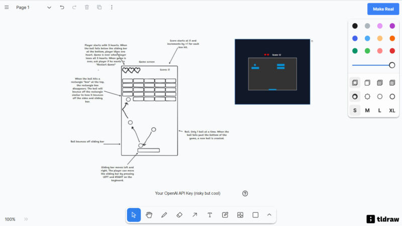 is super fun. I iterated through ~10 builds today and it cost me $0.90 using GPT4. The pong game is playable as described.