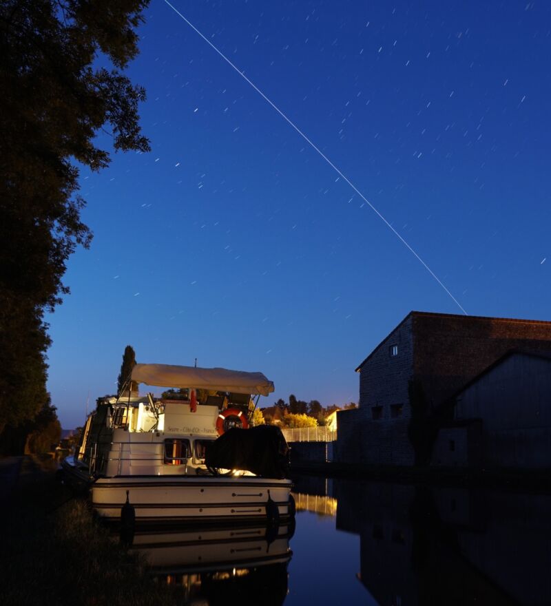 The International Space Station flies high.