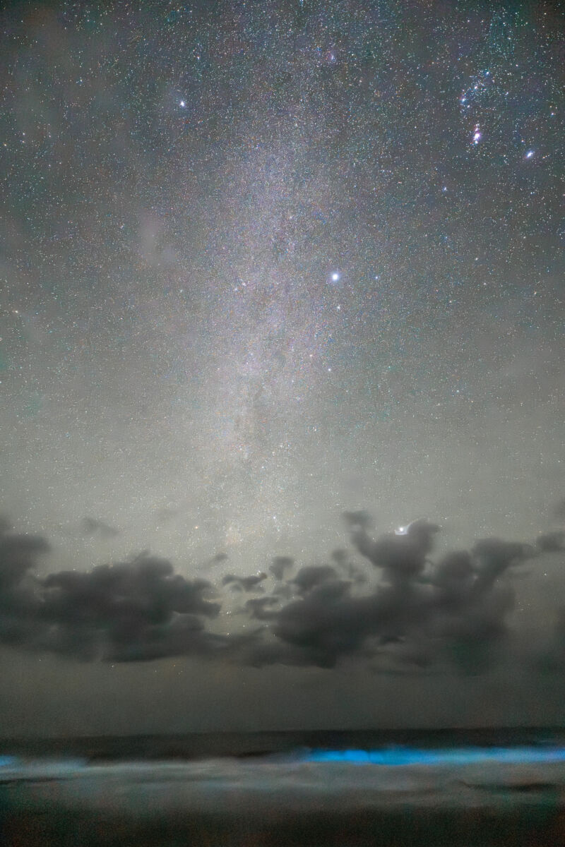 The Milky Way over the sea. 