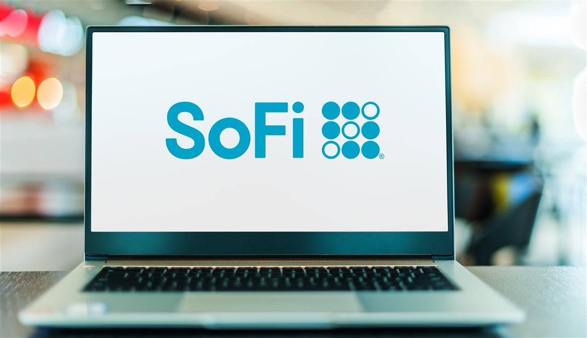 image of SOFI logo displayed on a laptop