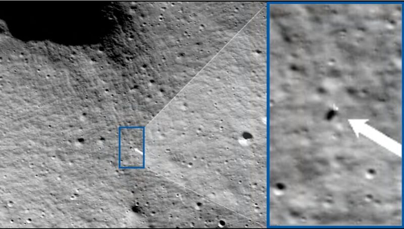 NASA's LRO found <em>Odysseus</em> on the Moon.”><figcaption class=