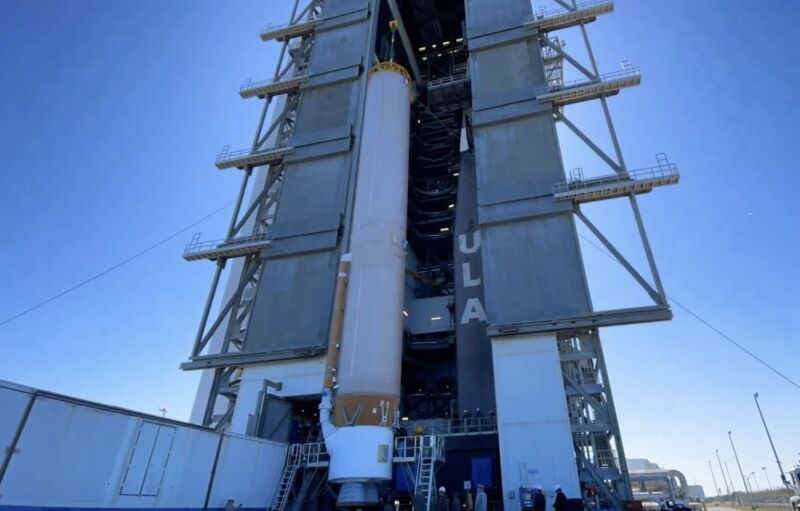 The first stage of United Launch Alliance's Atlas V rocket was lifted onto its launch platform this week in preparation for an April liftoff with two NASA astronauts on Boeing's Starliner Crew Flight Test.