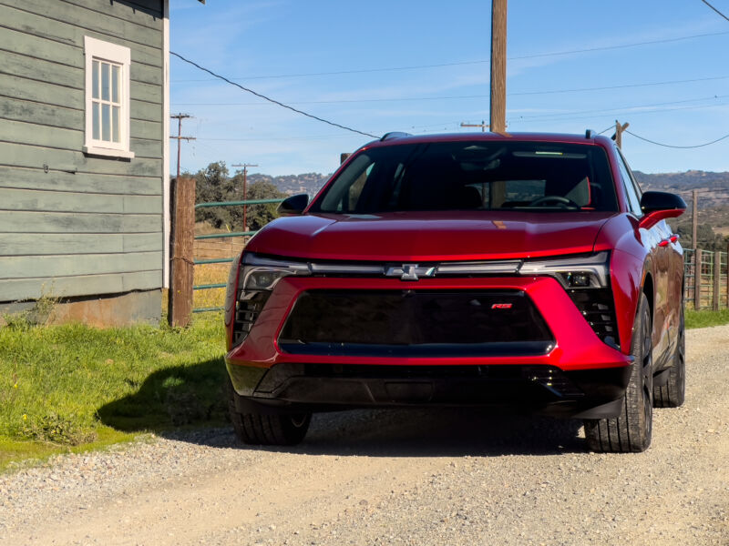 A red chevrolet Blazer EV