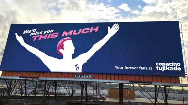 The Seattle creative outfit brought a billboard and held a party before her last home game with a message that's followed the retiring OL Reign legend to the NWSL Championship.