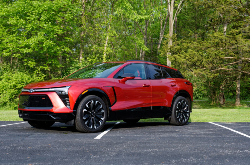 A red Chevrolet Blazer