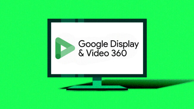 a computer monitor showing the words "google display and video 360"