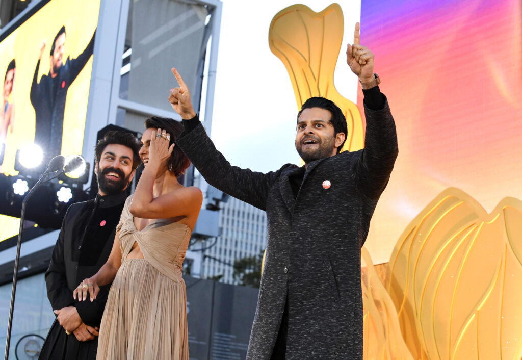 From left, Saagar Shaikh, Poorna Jagannathan and Asif Ali.