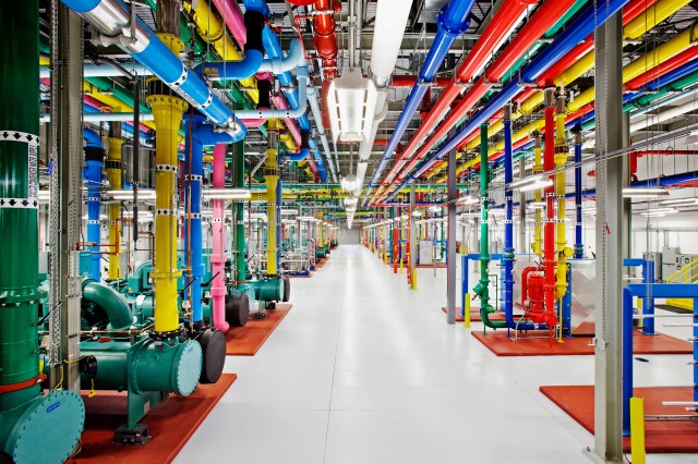 Cooling pipes at a Google data center in Douglas County, Georgia.