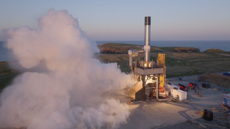 RFA's first stage during a four-engine test-firing in May.