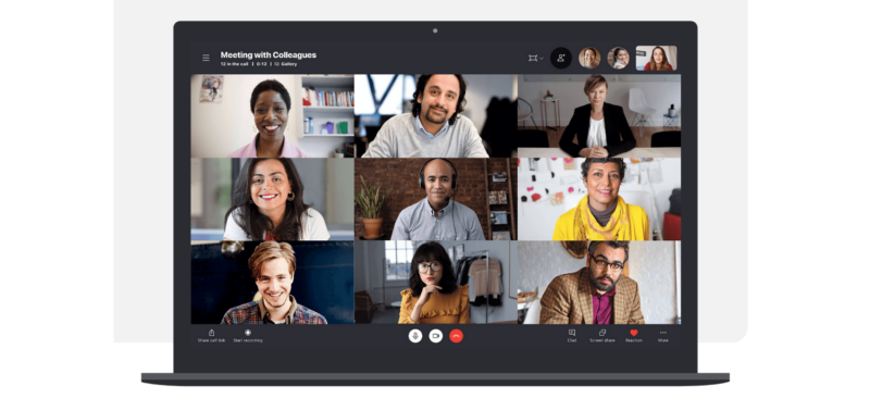 A marketing image by Microsoft for the desktop version of Skype.