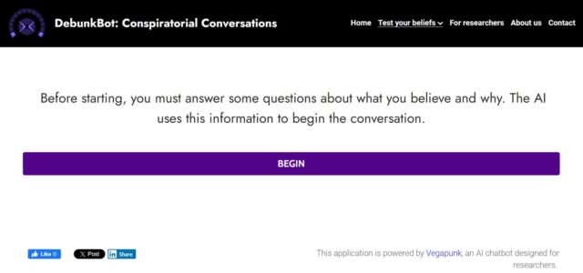 Screenshot of the chatbot opening page asking questions to prepare for a conversation 