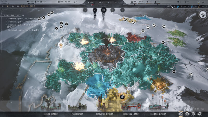 <em>Frostpunk 2</em> has you planning and building districts, rather than individual buildings or roads. You make plans, and a particularly icy god laughs.”><figcaption class=