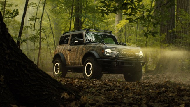 A Ford Bronco Badlands in a forest